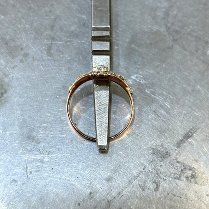 Bague Vintage - Or Rose 750 Perle Naturelle & Diamants