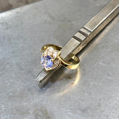 Bague Coeur - Or Jaune 750 Tanzanite & Diamants