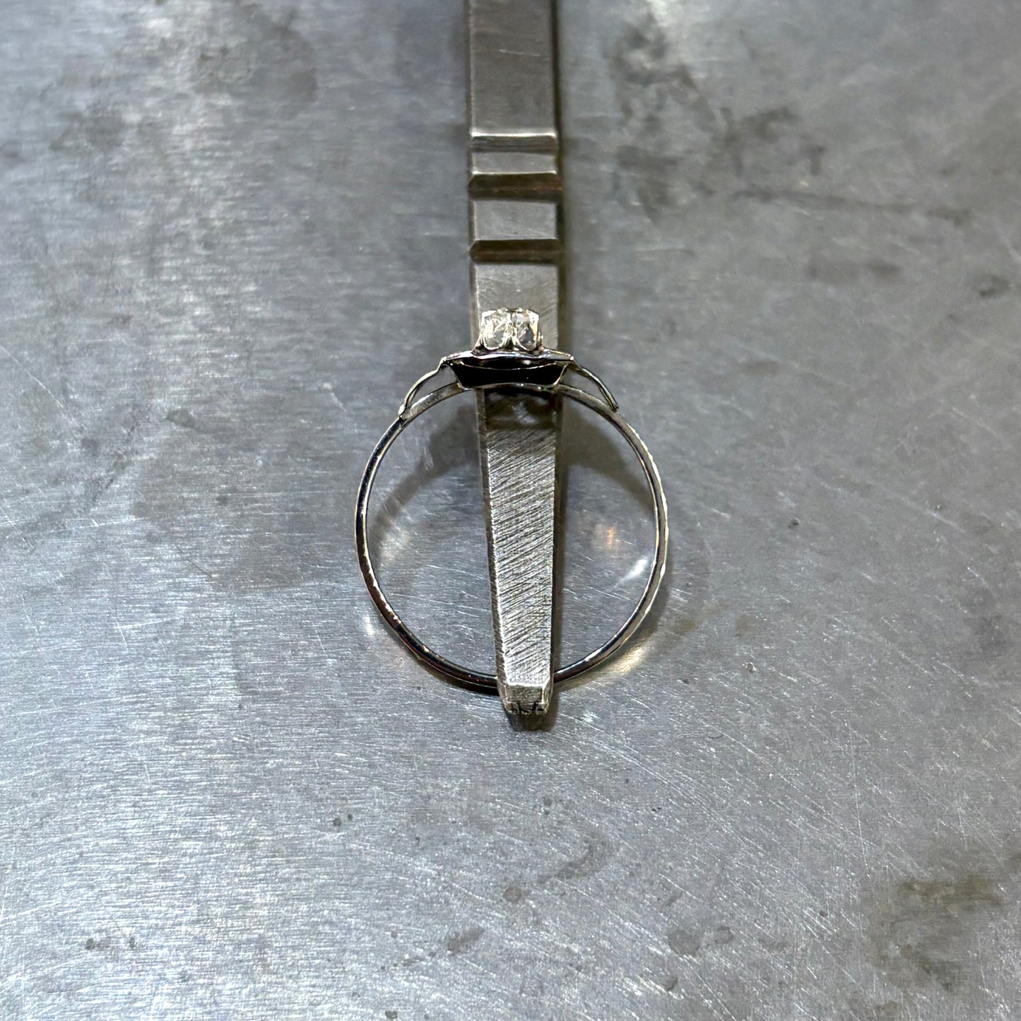 Bague Tank Vintage Art Déco - Or Blanc 750 & Diamant