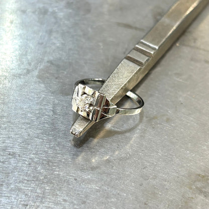 Bague Tank Vintage Art Déco - Or Blanc 750 & Diamant
