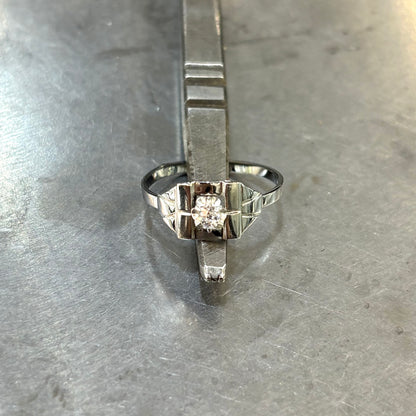 Bague Tank Vintage Art Déco - Or Blanc 750 & Diamant