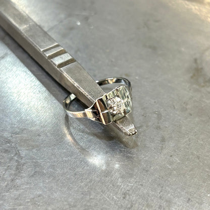 Bague Tank Vintage Art Déco - Or Blanc 750 & Diamant