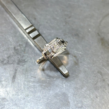 Bague Tank Vintage Art Déco - Or Blanc 750 & Diamant