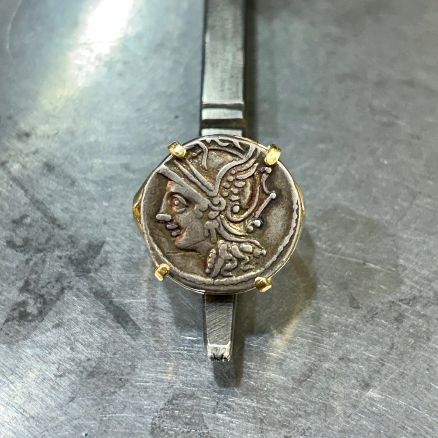 Bague Pièce - Or Jaune 750 & Pièce Argent Denier Coelia