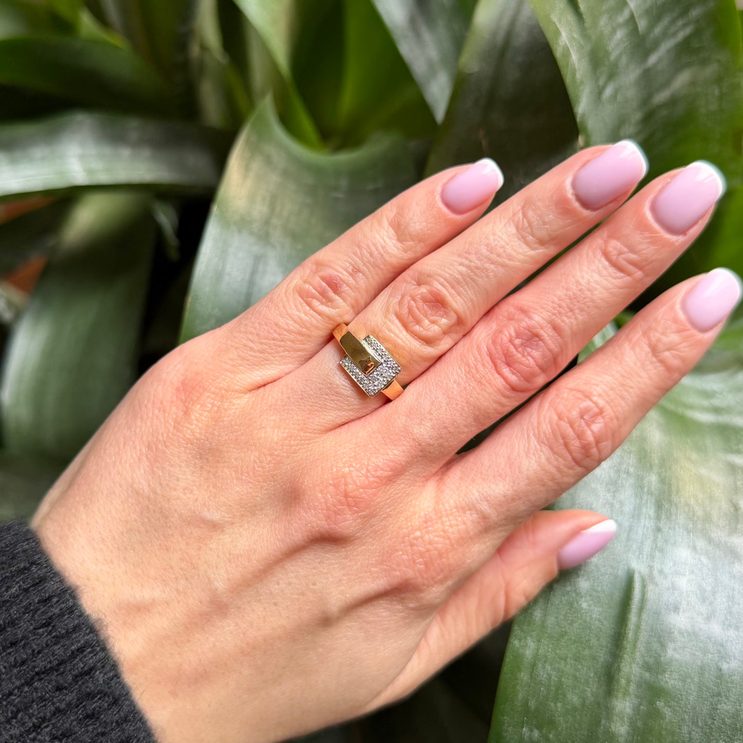 Bague Cubique - Or Jaune 750 & Diamants