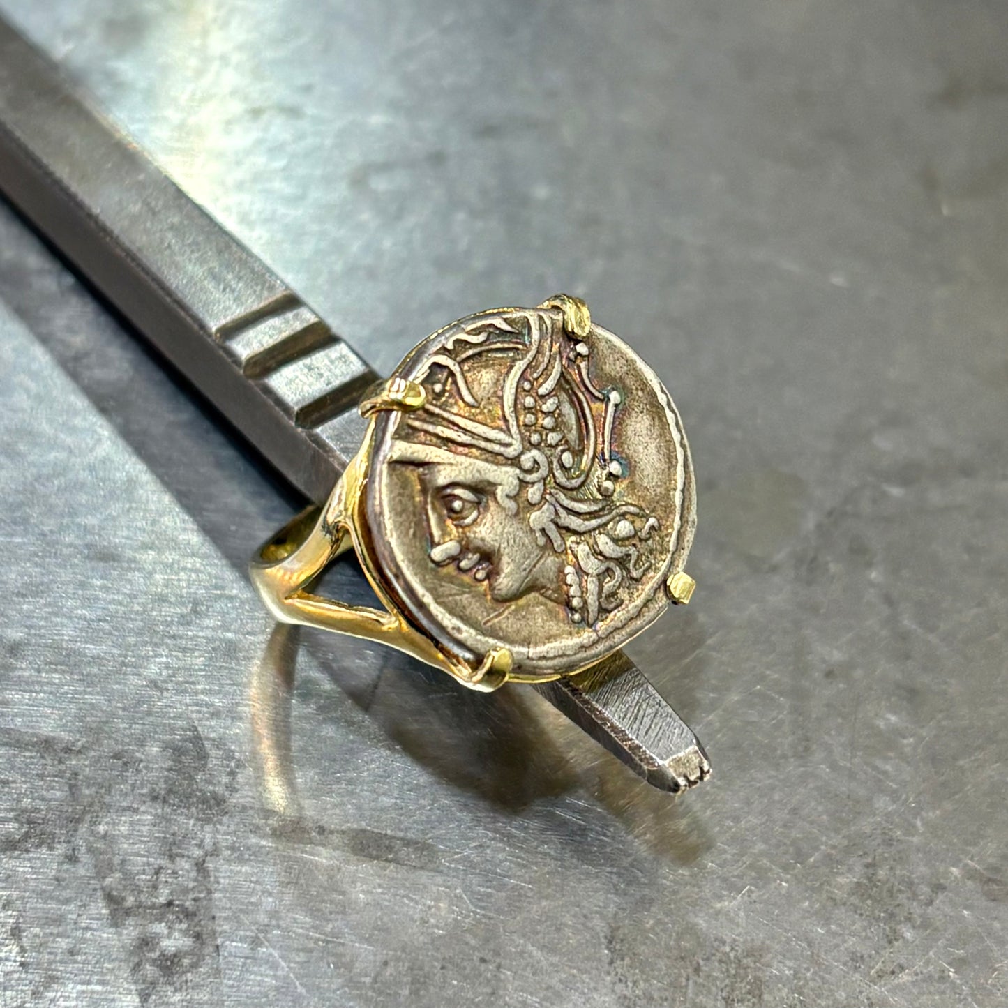 Bague Pièce - Or Jaune 750 & Pièce Argent Denier Coelia