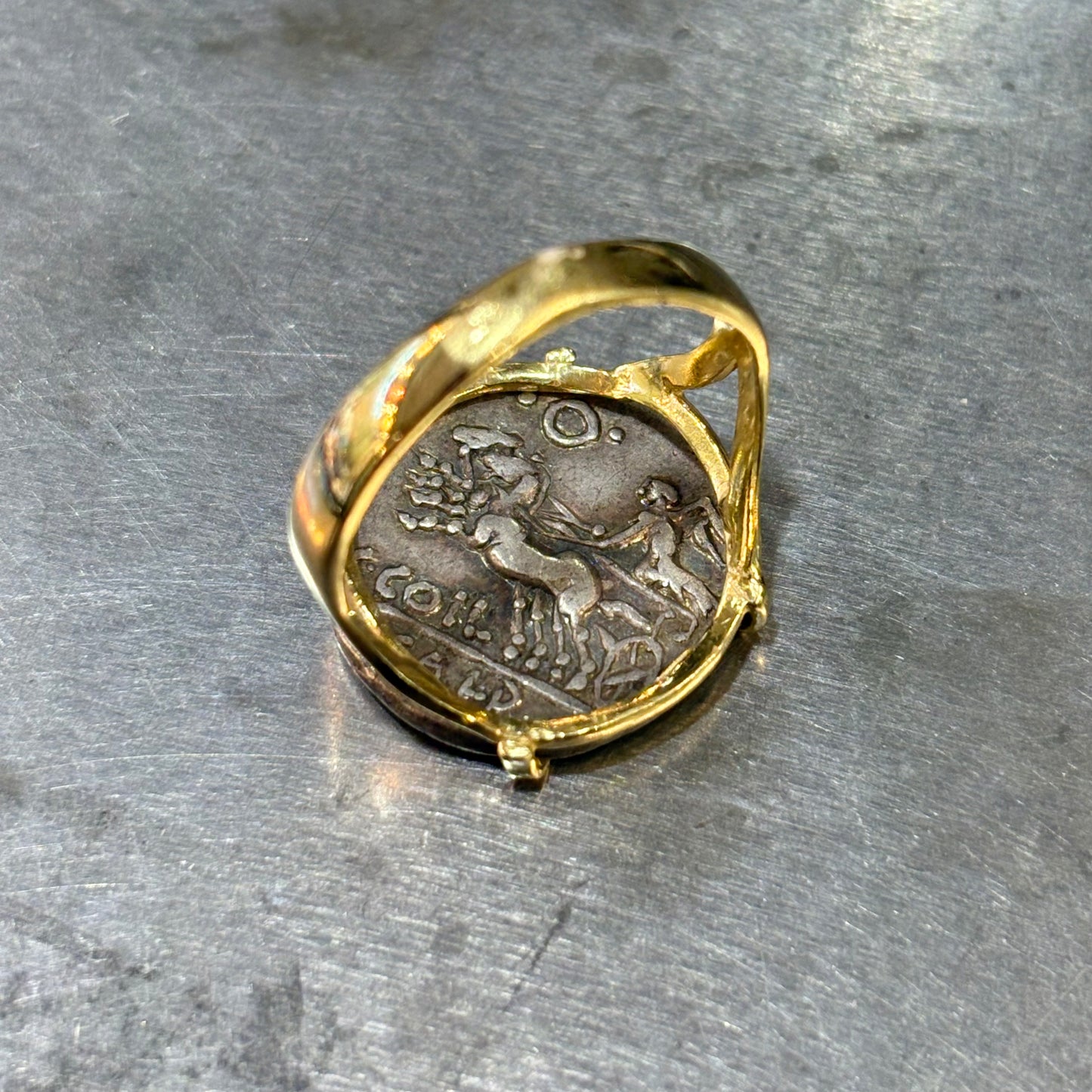 Bague Pièce - Or Jaune 750 & Pièce Argent Denier Coelia
