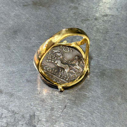 Bague Pièce - Or Jaune 750 & Pièce Argent Denier Coelia