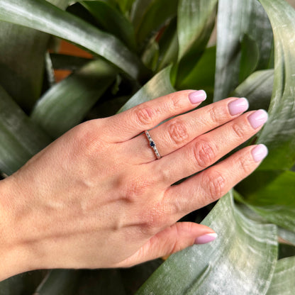 Bague Solitaire - Or Blanc 750 Saphir & Diamants