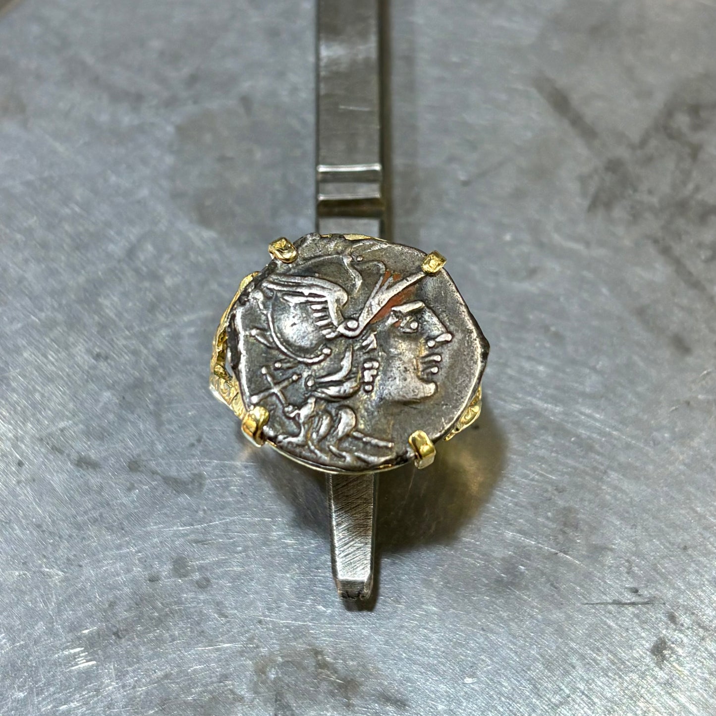 Bague Pièce - Or Jaune 750 & Pièce Argent Denier Valeria