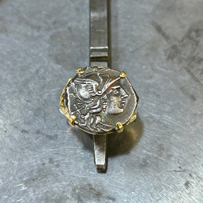 Bague Pièce - Or Jaune 750 & Pièce Argent Denier Valeria