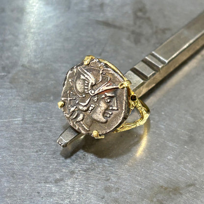 Bague Pièce - Or Jaune 750 & Pièce Argent Denier Valeria