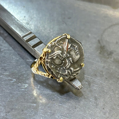 Bague Pièce - Or Jaune 750 & Pièce Argent Denier Valeria