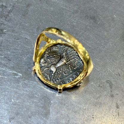 Bague Pièce - Or Jaune 750 & Pièce Argent Denier Valeria
