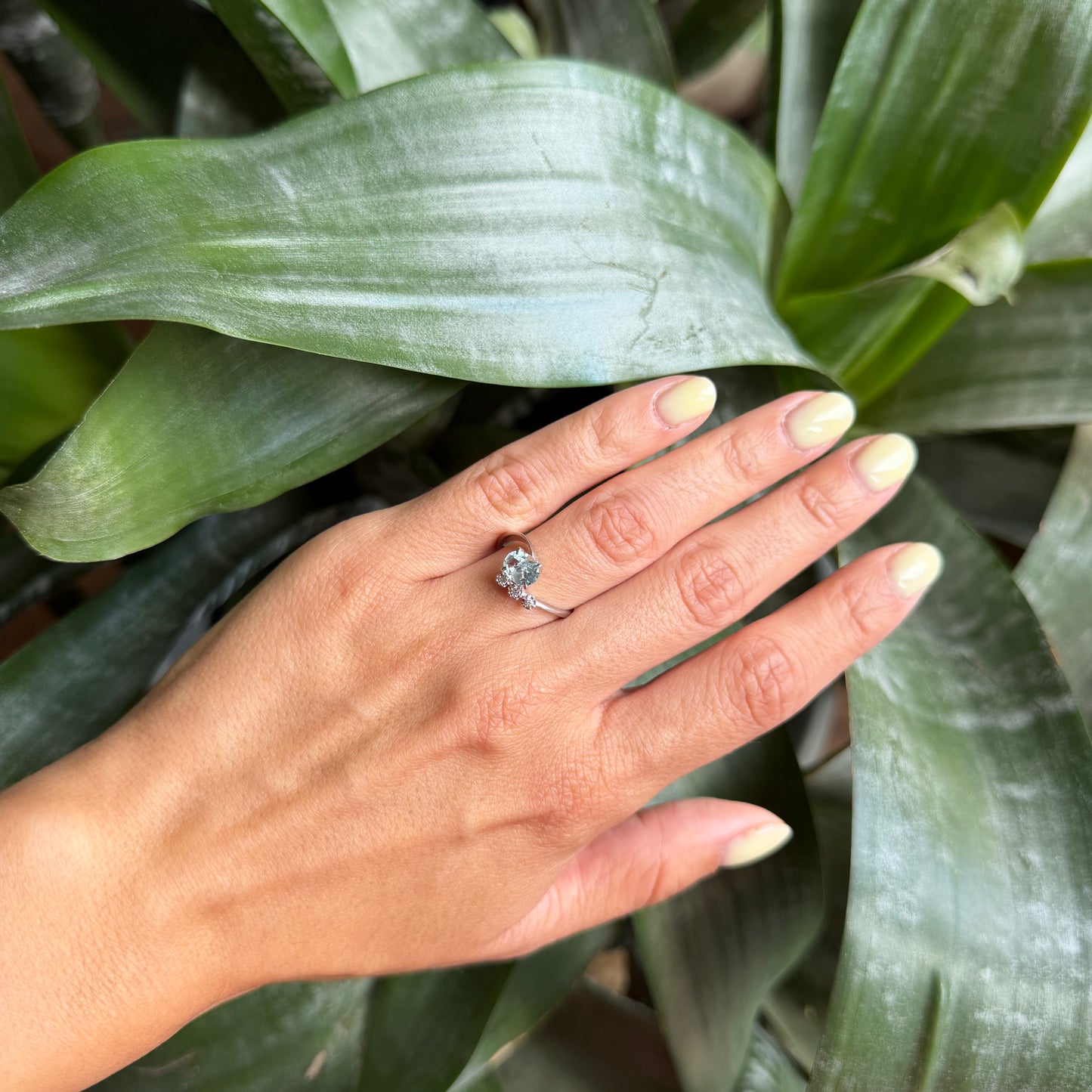 Bague Trilogie - Or Blanc 750 Aigue-Marine & Diamants