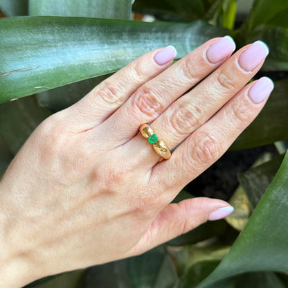 Bague Jonc - Or Jaune 750 & Émeraude