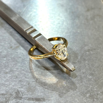 Bague Solitaire - Or Jaune 750 & Diamant de Synthèse