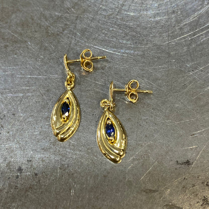 Boucles D'Oreilles - Or Jaune 750 & Saphirs Occasion