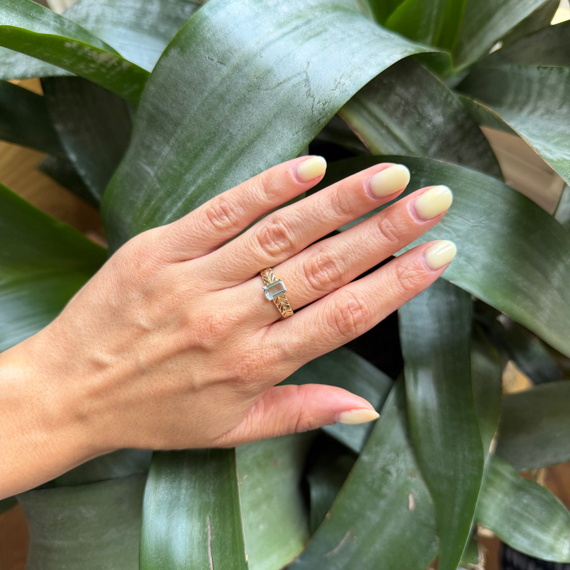 Bague Florale - Or Jaune 750 & Aigue-Marine