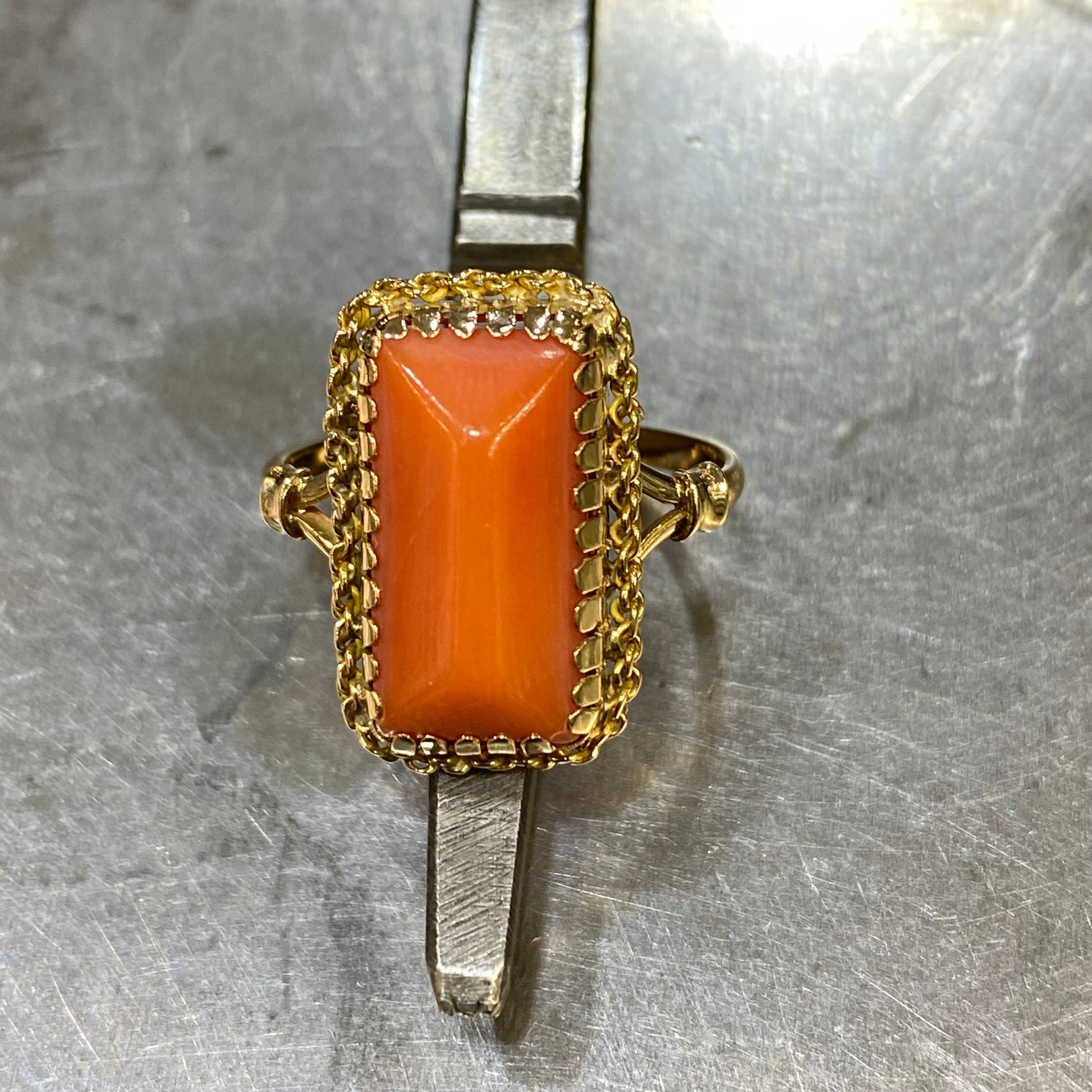 Bague Vintage - Or Jaune 750 & Corail Occasion