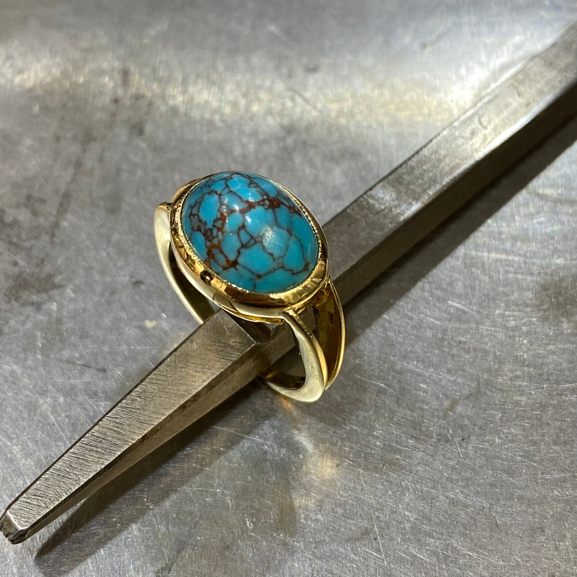 Bague - Or Jaune 750 & Turquoise Occasion