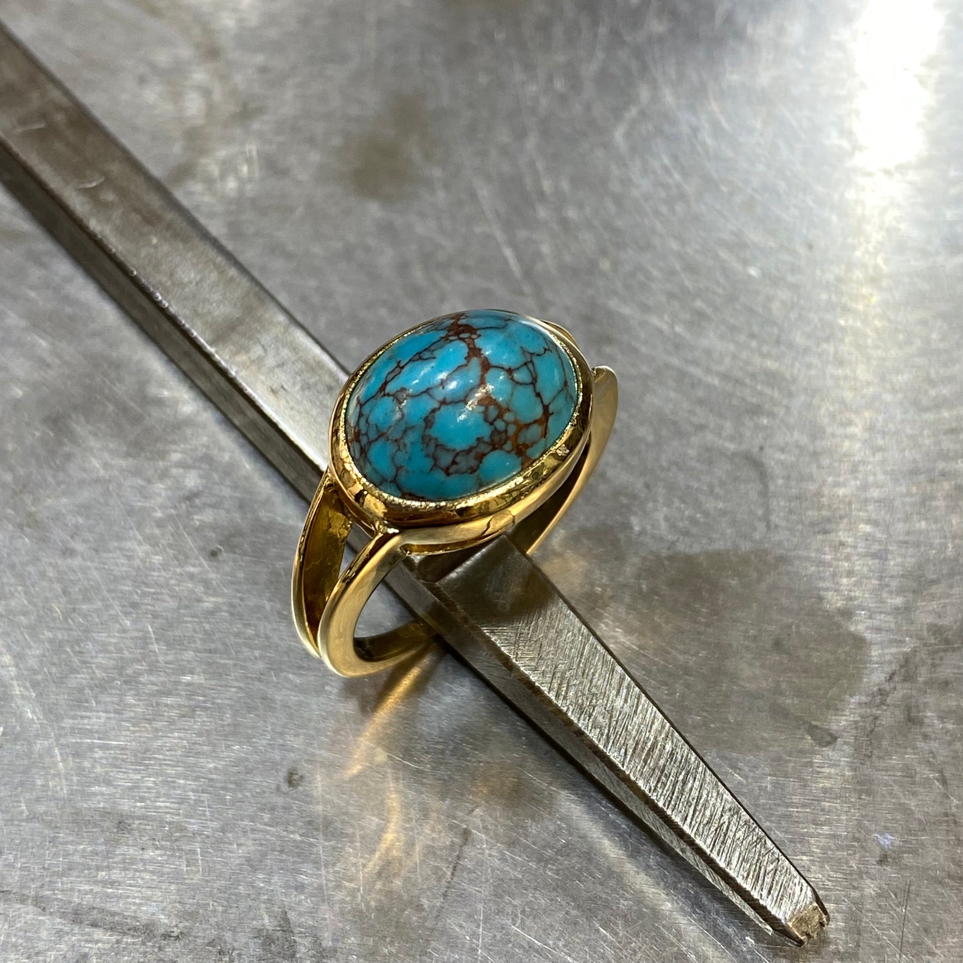 Bague - Or Jaune 750 & Turquoise Occasion