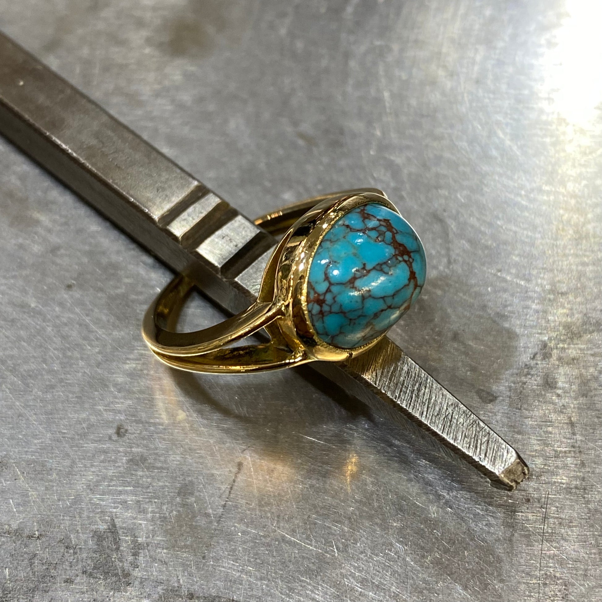 Bague - Or Jaune 750 & Turquoise Occasion