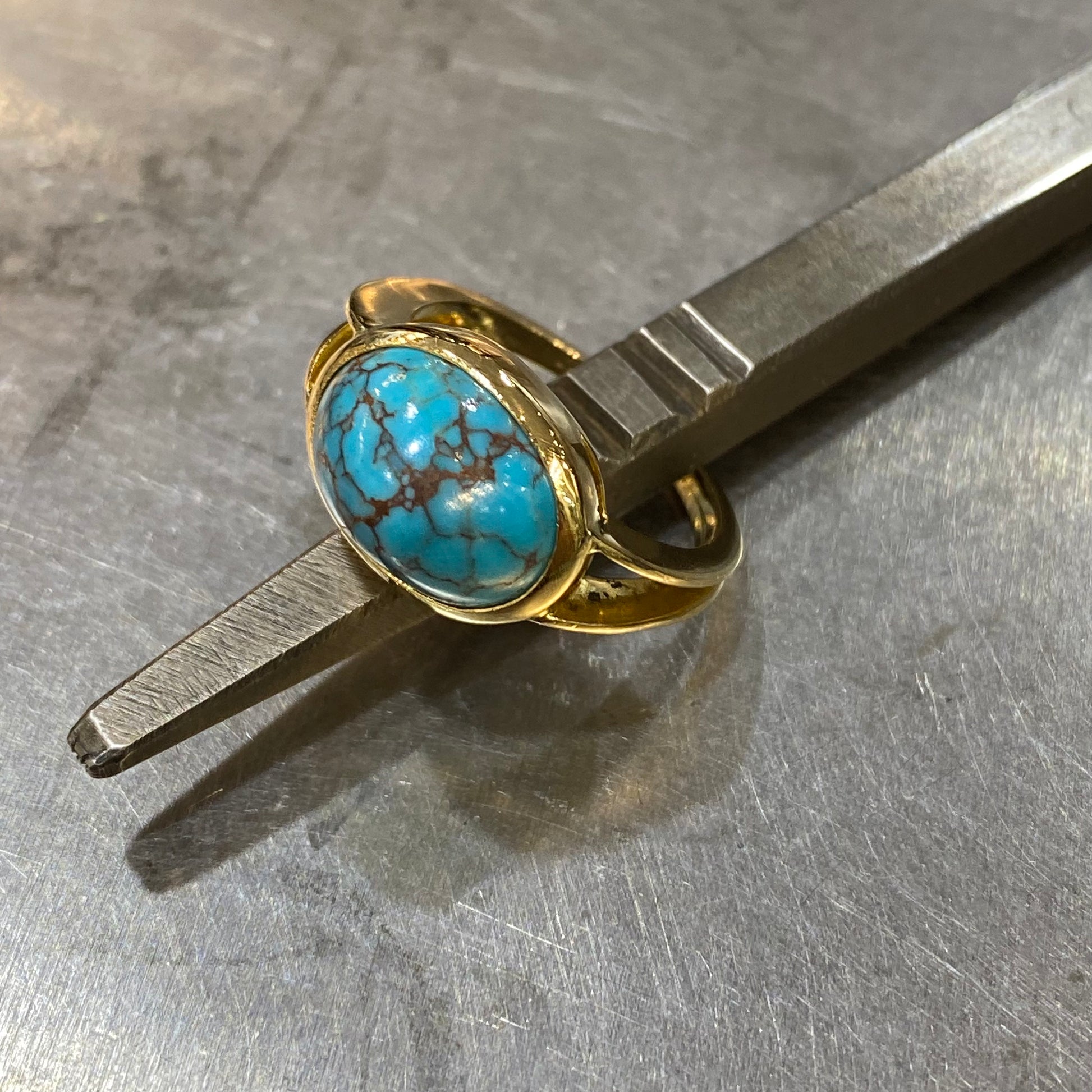 Bague - Or Jaune 750 & Turquoise Occasion