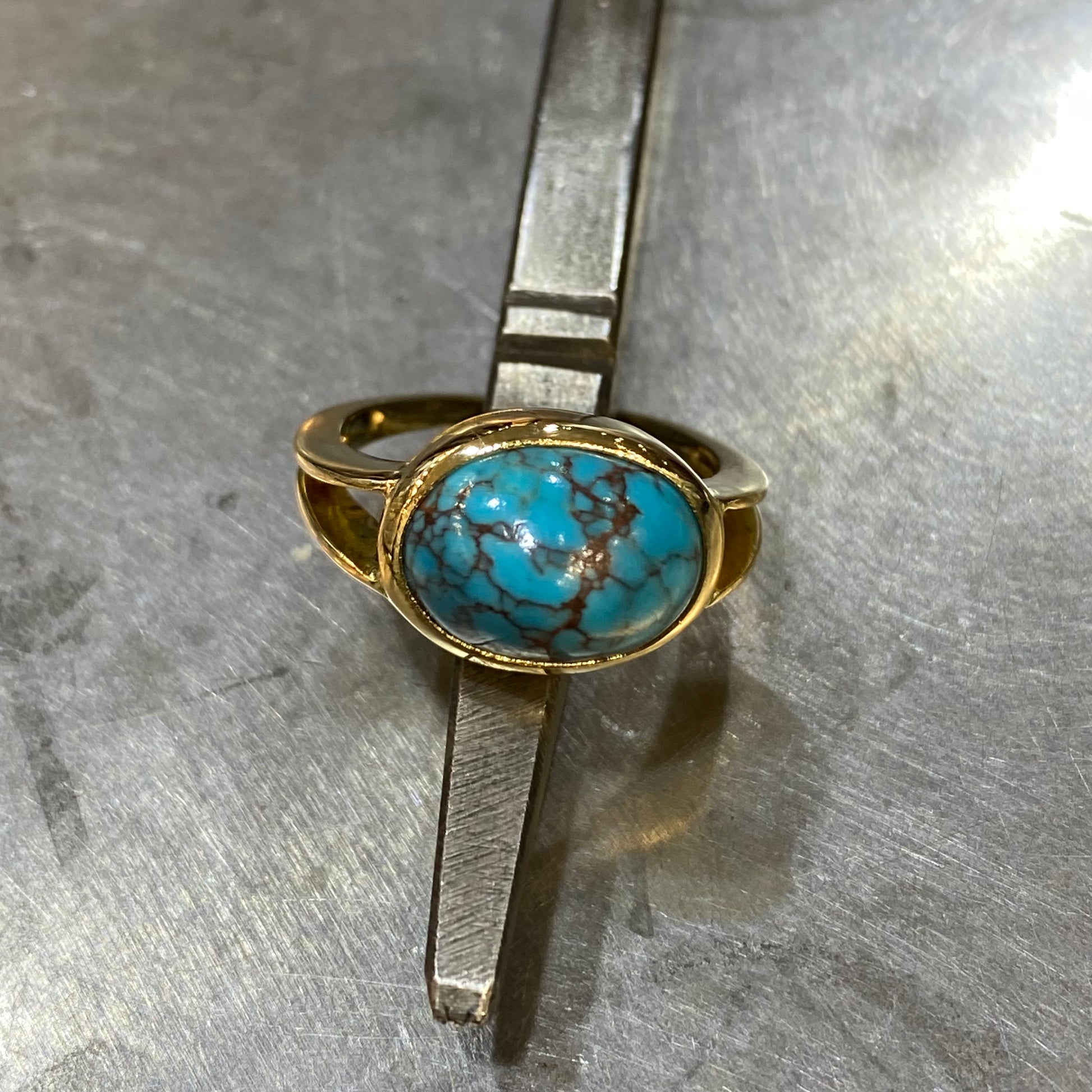 Bague - Or Jaune 750 & Turquoise Occasion