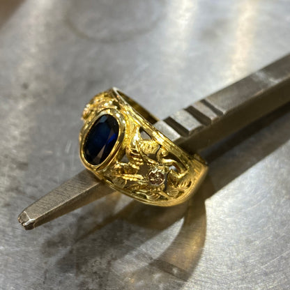 Bague - Or Jaune 750 & Saphir Occasion