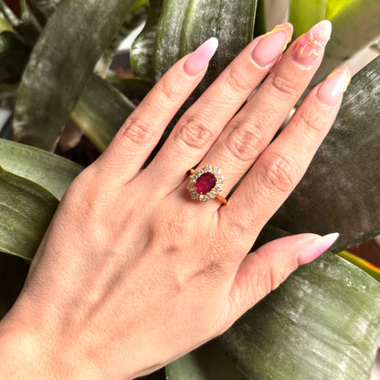 Bague Marguerite - Or Jaune 750 Rubis & Diamants