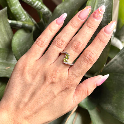 Bague Toi & Moi - Or Blanc 750 Diamant & Péridots