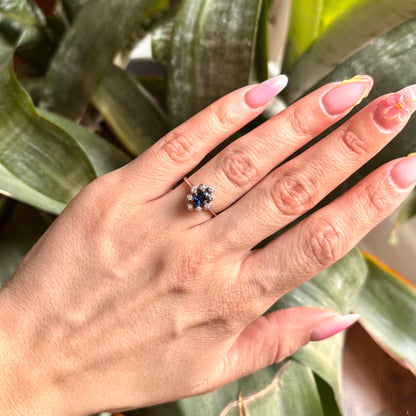 Bague Marguerite - Or Blanc 750 Saphir & Diamants