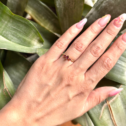 Bague Vintage Trilogie - Or Jaune 750 & Tourmalines