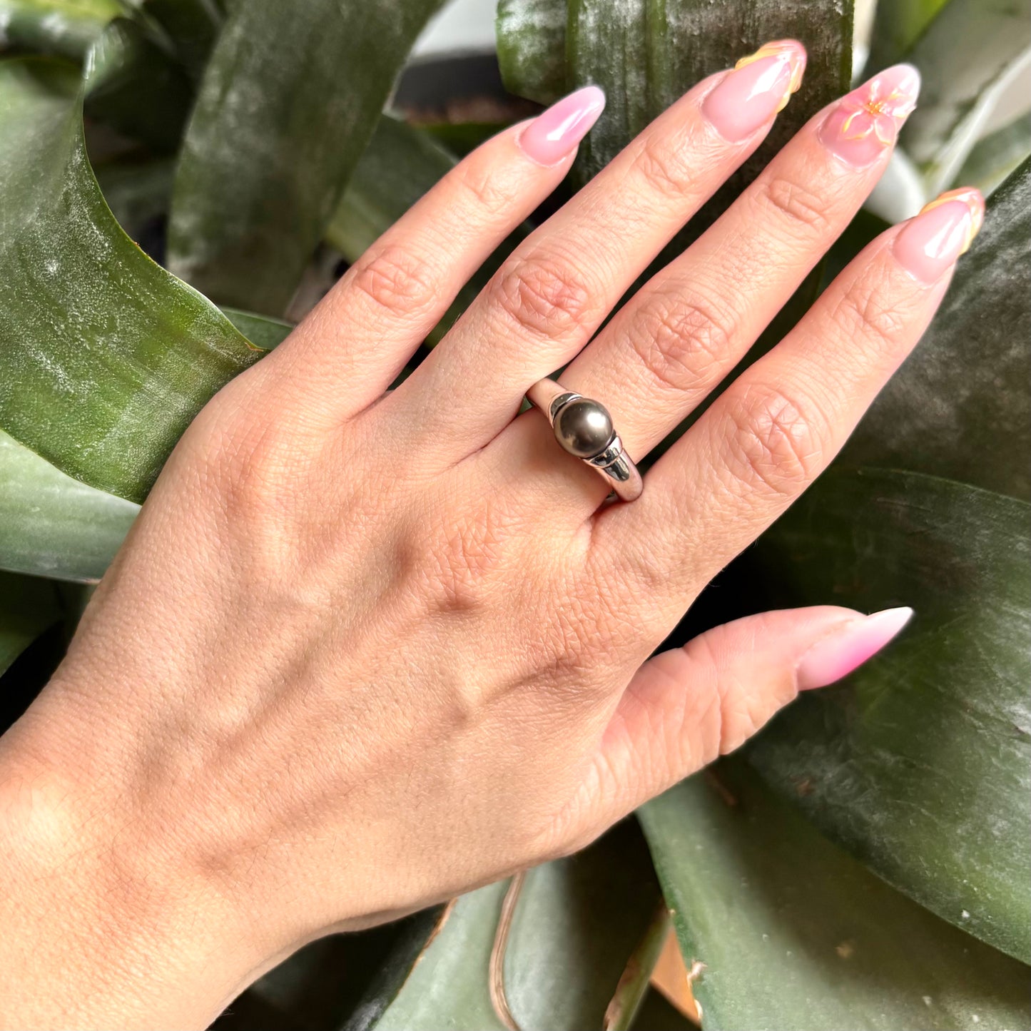 Bague Perle - Or Blanc 750 & Perle Naturelle de Tahiti