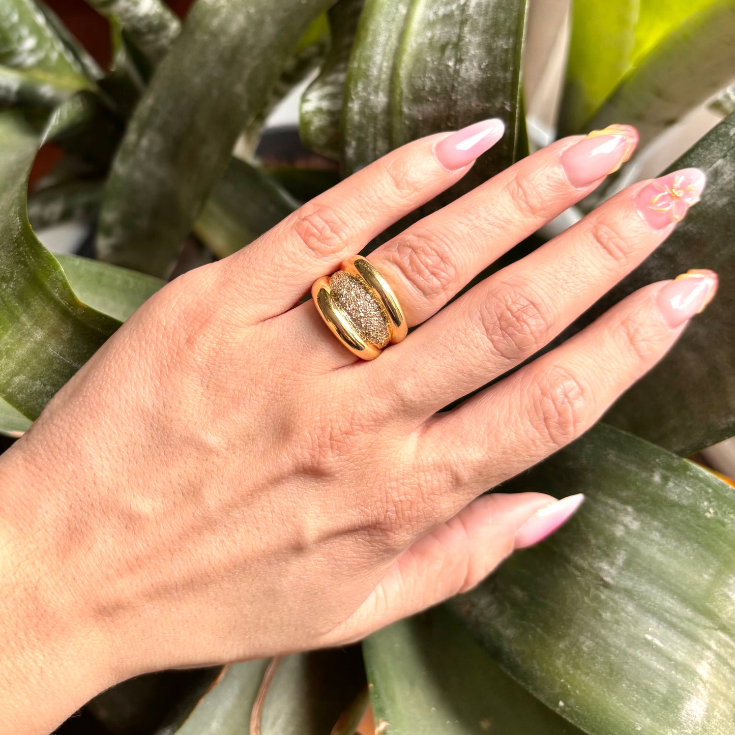 Bague Godrons - Or Jaune 750 & Diamants