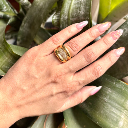 Bague Godrons - Or Jaune 750 & Diamants