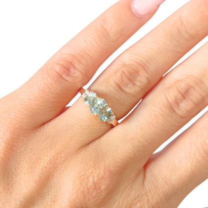 Bague Trilogie - Or Jaune 585 & Aigue-Marine