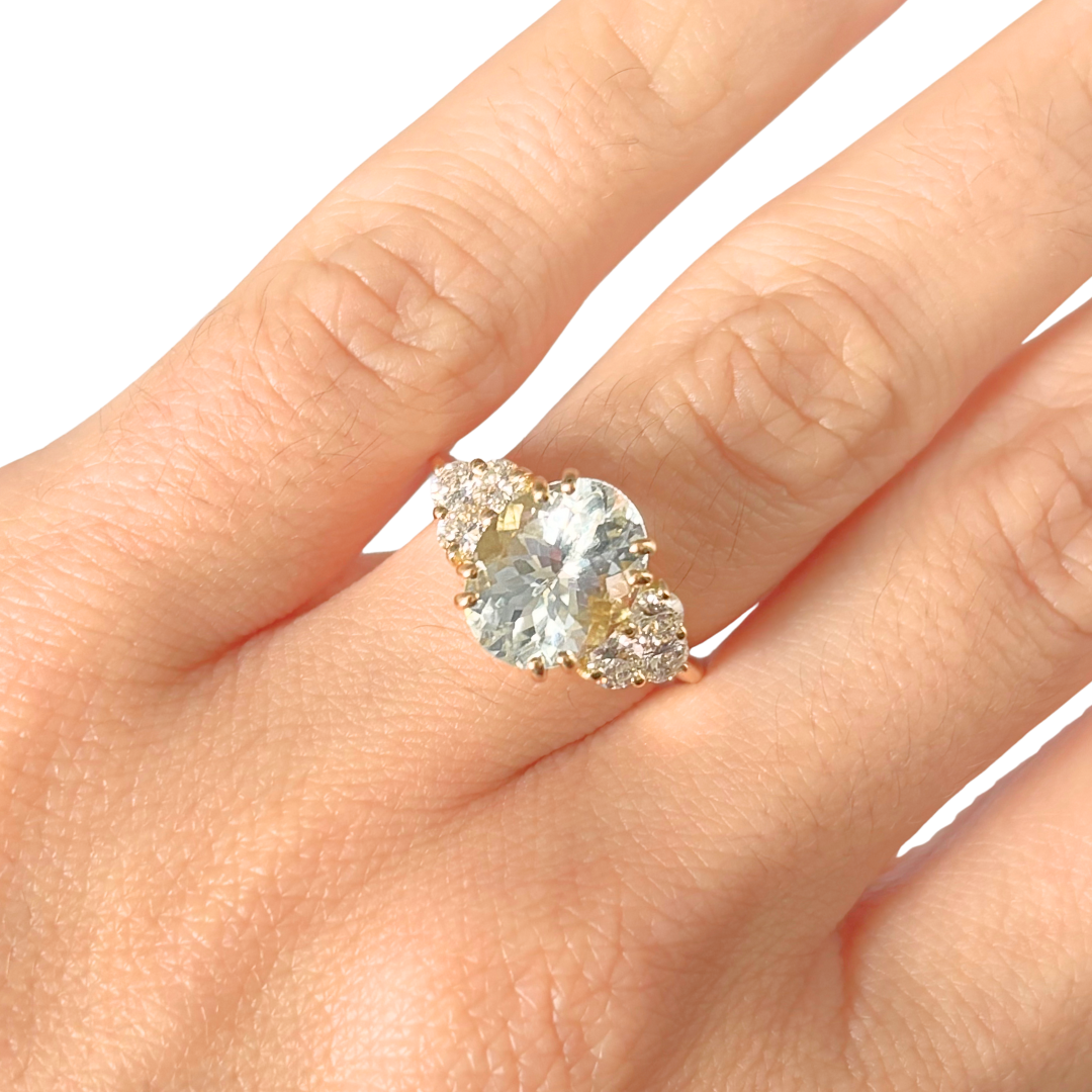 Bague Nausicaä Grande - Or Jaune 750 Aigue-Marine & Diamants