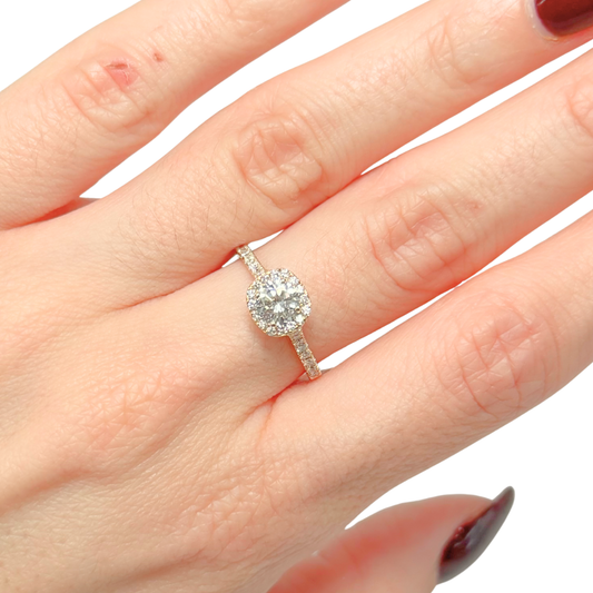 Bague Solitaire - Or Jaune 750 & Diamants