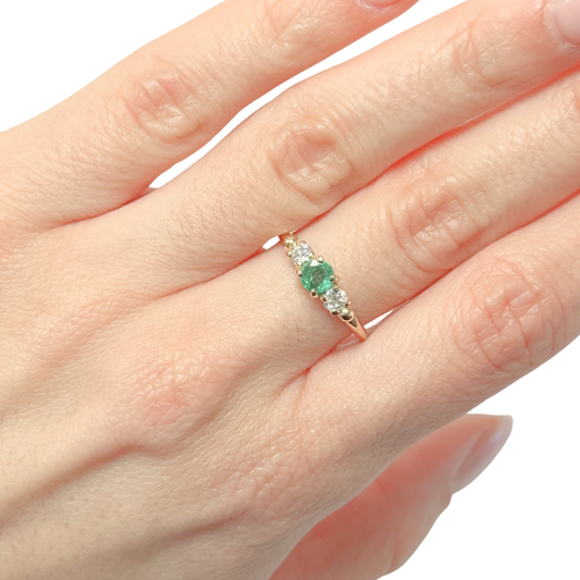 Bague Ponyo - Or Jaune 750 Émeraude & Diamants