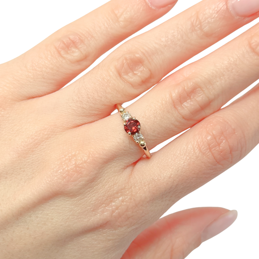 Bague Ponyo - Or Jaune 750 Grenat & Diamants