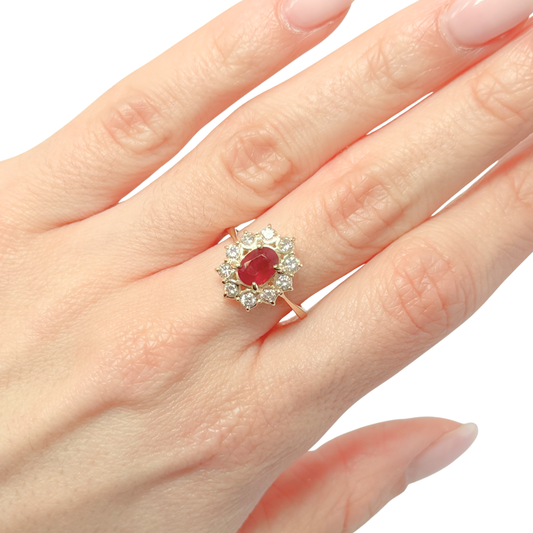 Bague Marguerite - Or Jaune 750 Rubis & Diamants