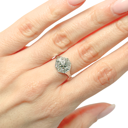 Bague Tank Vintage Art Déco - Or Blanc 750 & Diamants