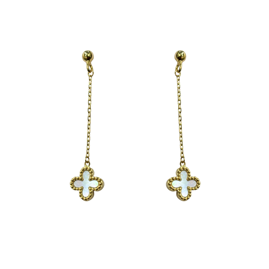 Boucles D'oreilles Trèfles - Or Jaune 750 & Nacre