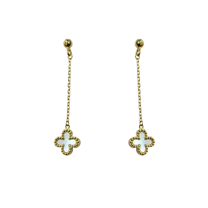 Boucles D'oreilles Trèfles - Or Jaune 750 & Nacre