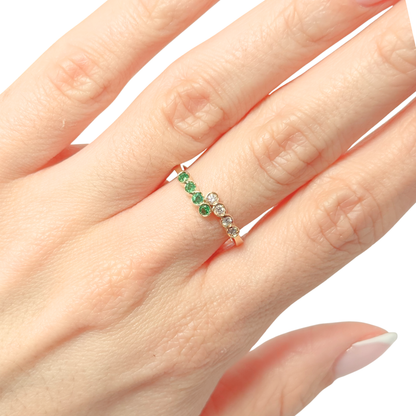 Bague Alliance - Or Jaune 750 Émeraudes & Diamants