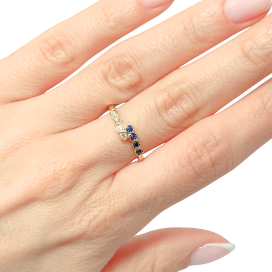 Bague Alliance - Or Jaune 750 Saphirs & Diamants