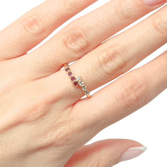 Bague Alliance - Or Jaune 750 Rubis & Diamants