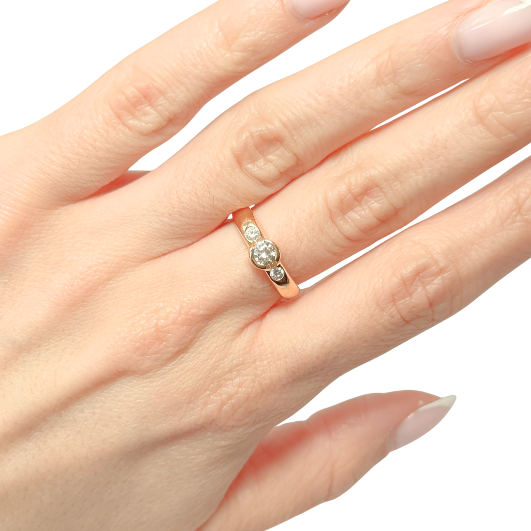 Bague Solitaire - Or Jaune 750 & Diamants
